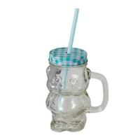 Чашка-банка с трубкой Teddy Bear 0,45 л. изумрудная 45171