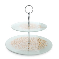 Тортовница стеклянная двухъярусная Lampart Gold 30363