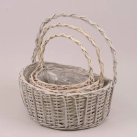 Комплект кошиків з лози сірий 3 шт. 37541