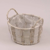 Корзина-кашпо из лозы серая 37549