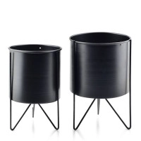 Комплект металлических кашпо SWEN BLACK на подставках 2 шт. 35400