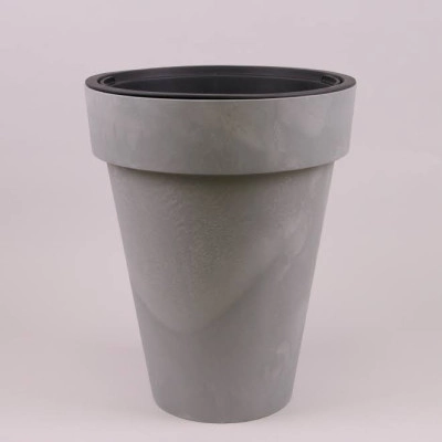 Горщик пластмасовий з вкладом Cube Slim Beton Effect бетон 35.5см.
