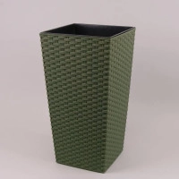 Горшок пластмассовый с вкладом FINEZJA ECO RATTAN зеленый лесной 30х30см.