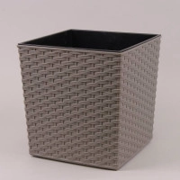 Горшок пластмассовый с вкладом JUKA ECO RATTAN серый 30х30см.