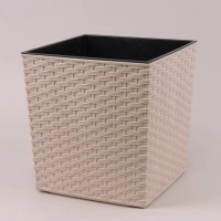 Горшок пластмассовый с вкладом JUKA ECO RATTAN белый 30х30см.