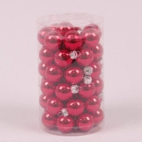 Шарики стеклянные 2,5 см. красные глянцевые (48 шт.) 44532