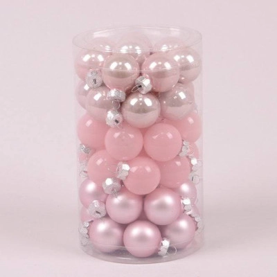 Шарики стеклянные 2,5 см. розовые микс (48 шт.) 44534
