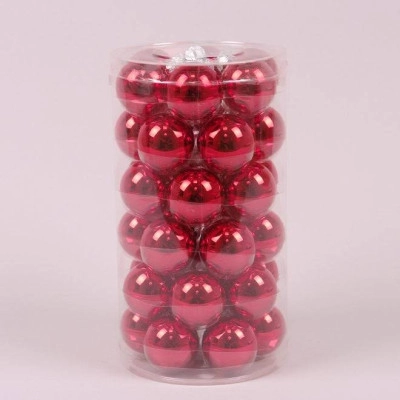 Шарики стеклянные 3,8 см. красные глянцевые (36 шт.) 44573