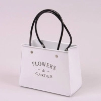 Кашпо металлическое белое с ручками FLOWERS & GARDEN 38329