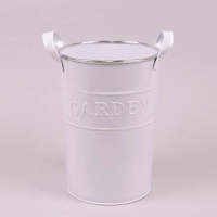 Кашпо металлическое белое с ручками GARDEN D-17.5 см. 38330