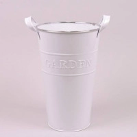 Кашпо металеве біле з ручками GARDEN D-19.5 см. 38348