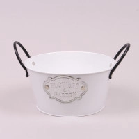 Кашпо металеве біле з ручками FLOWERS & GARDEN D-20 см. 38354