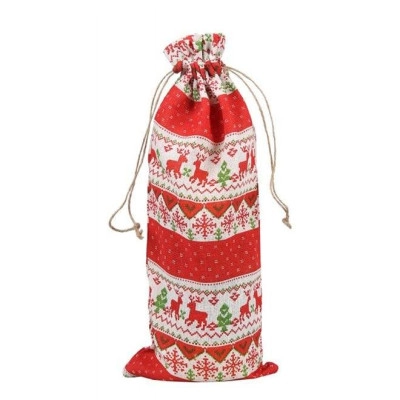 Мешочек декоративный для бутылки красный 15х35 см. 50141