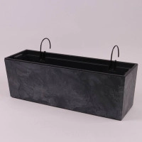 Горшок пластмассовый с вкладом и креплением URBI CASE BETON EFFECT антрацитовый 58см.