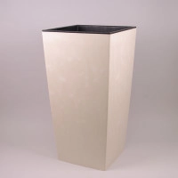 Горщик пластмасовий з вкладом Urbi Square Beton Effect кремовий 14х14см.