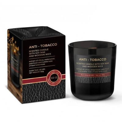 Свічка ароматична з дерев'яним гнотом "Anti-Tobacco" 28853