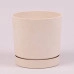 Горшок пластмассовый с подставкой TUBO P BETON EFFECT кремовый 13см.