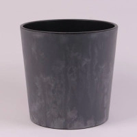 Горшок пластмассовый с вкладом URBI ROUND BETON EFFECT маренго 25см.