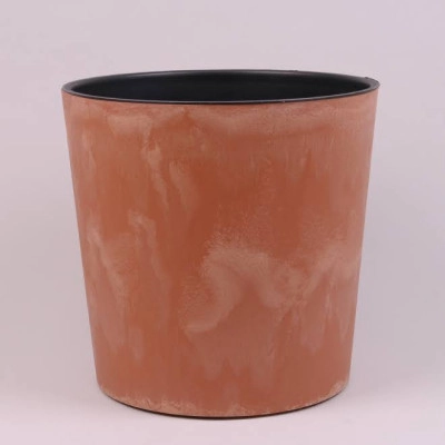 Горщик пластмасовий з вкладом URBI ROUND BETON EFFECT теракотовий 25см.