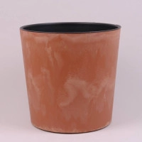 Горшок пластмассовый с вкладом URBI ROUND BETON EFFECT терракотовый 30см.