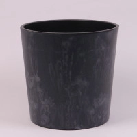 Горшок пластмассовый с вкладом URBI ROUND BETON EFFECT антрацитовый 30см.