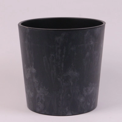 Горшок пластмассовый с вкладом URBI ROUND BETON EFFECT антрацитовый 30см.
