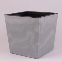 Горшок пластмассовый с вкладом URBI SQUARE LOW BETON EFFECT бетон 23х23см.