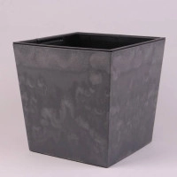 Горшок пластмассовый с вкладом URBI SQUARE LOW BETON EFFECT маренго 23х23см.