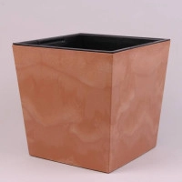 Горшок пластмассовый с вкладом URBI SQUARE LOW BETON EFFECT терракотовый 23х23см.
