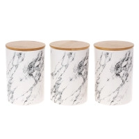 Набір керамічних банок Marble з бамбуковими кришками 3 шт. 0,8 л. 32702