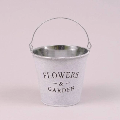 Кашпо металеве Відерце FLOWERS & GARDEN біле 38796