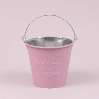 Кашпо металеве Відерце FLOWERS & GARDEN рожеве 38797