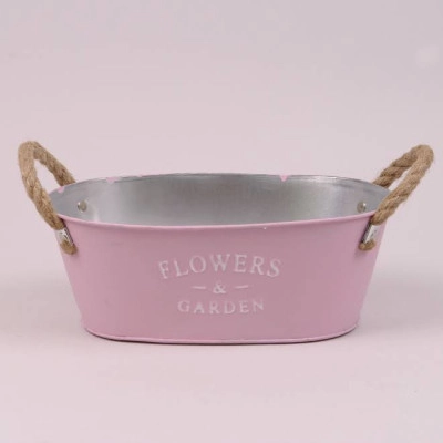 Кашпо металеве рожеве FLOWERS & GARDEN 38774