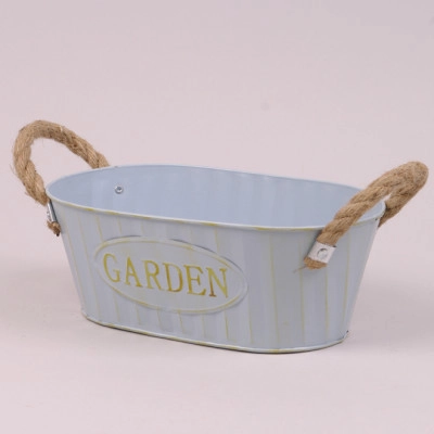 Кашпо металлическое голубое GARDEN 38757