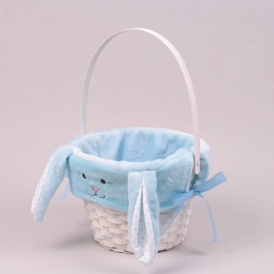Кошик бамбуковий з тканиною Зайчик блакитний 38915