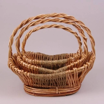 Комплект бежевих кошиків з лози 3 шт. 38968