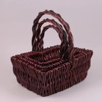 Комплект коричневих кошиків з лози 3 шт. 38940