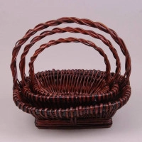 Комплект коричневих кошиків з лози 3 шт. 38981