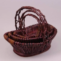 Комплект коричневих кошиків з лози 3 шт. 38955