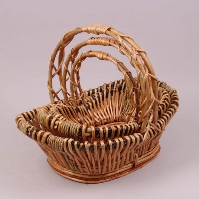 Комплект бежевих кошиків з лози 3 шт. 38956