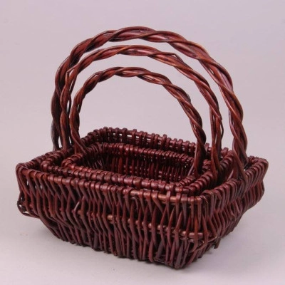 Комплект коричневих кошиків з лози 3 шт. 38961
