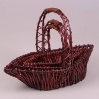 Комплект коричневих кошиків з лози 3 шт. 38950