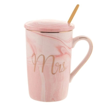 Чашка фарфорова з кришкою і ложечкою "Mrs" 0.42 л. 32715