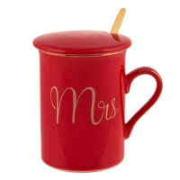 Чашка фарфорова з кришкою і ложечкою "Mrs" 0.38 л. 32721