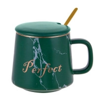 Чашка фарфорова з кришкою і ложечкою "Perfect" 0.4 л. 32722