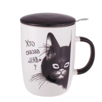 Заварник фарфоровий з кришкою та фільтром "Веселі коти" 0.45 л. 32732