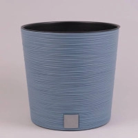 Горшок пластмассовый с вкладом FURU ROUND LOW голубой 25см.