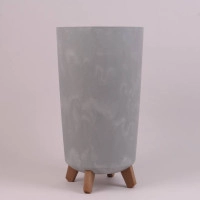 Горщик пластмасовий GRACIA TUBUS SLIM BETON EFFECT на ніжках бетон 24см.