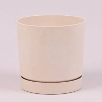 Горщик пластмасовий з підставкою TUBO P BETON EFFECT кремовий 34см.