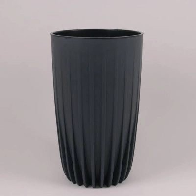 Горшок пластмассовый с вкладом MIRA ECO RECYCLED высокий антрацитовый 25см.